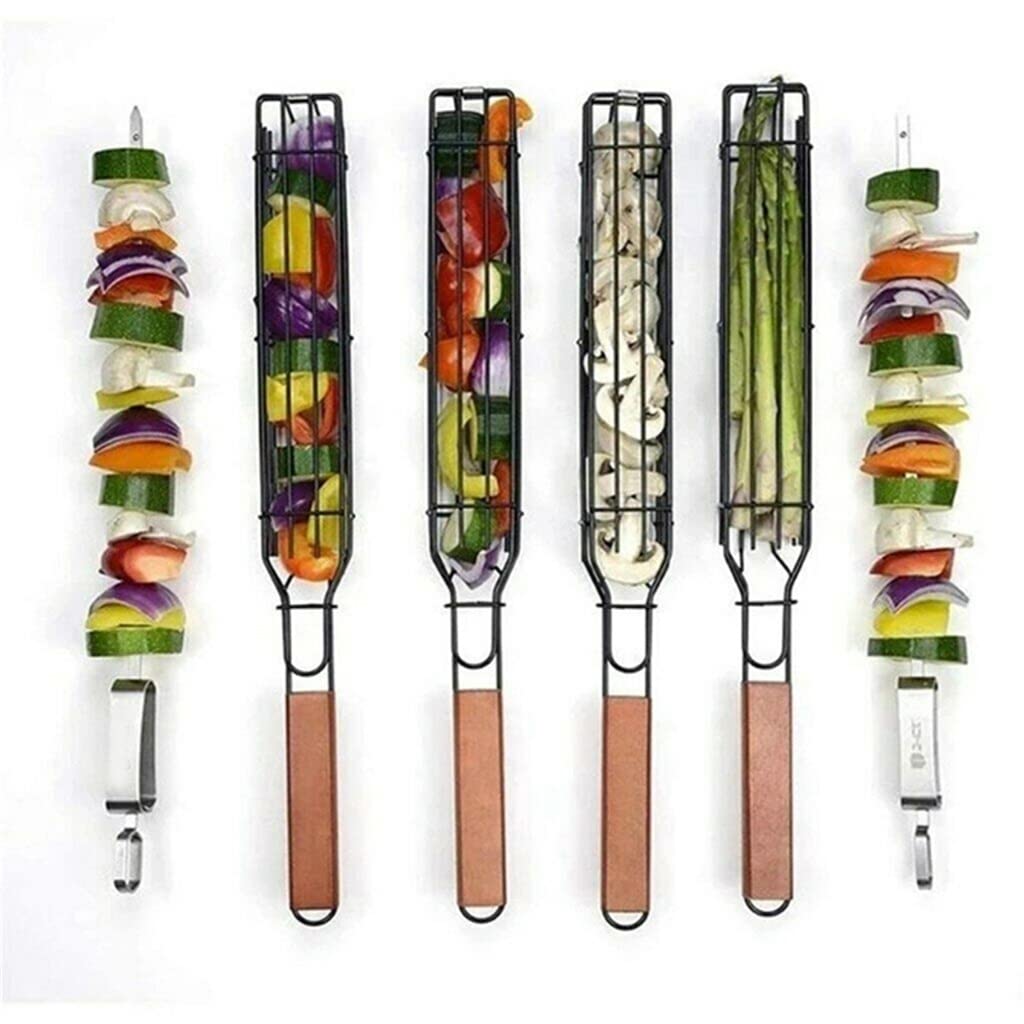 RWRAPS Cestino per grigliate per Barbecue Griglia per Barbecue Antiaderente Strumenti per griglia Griglia per Hamburger di Carne BBQ Raddoppia Il Comfort