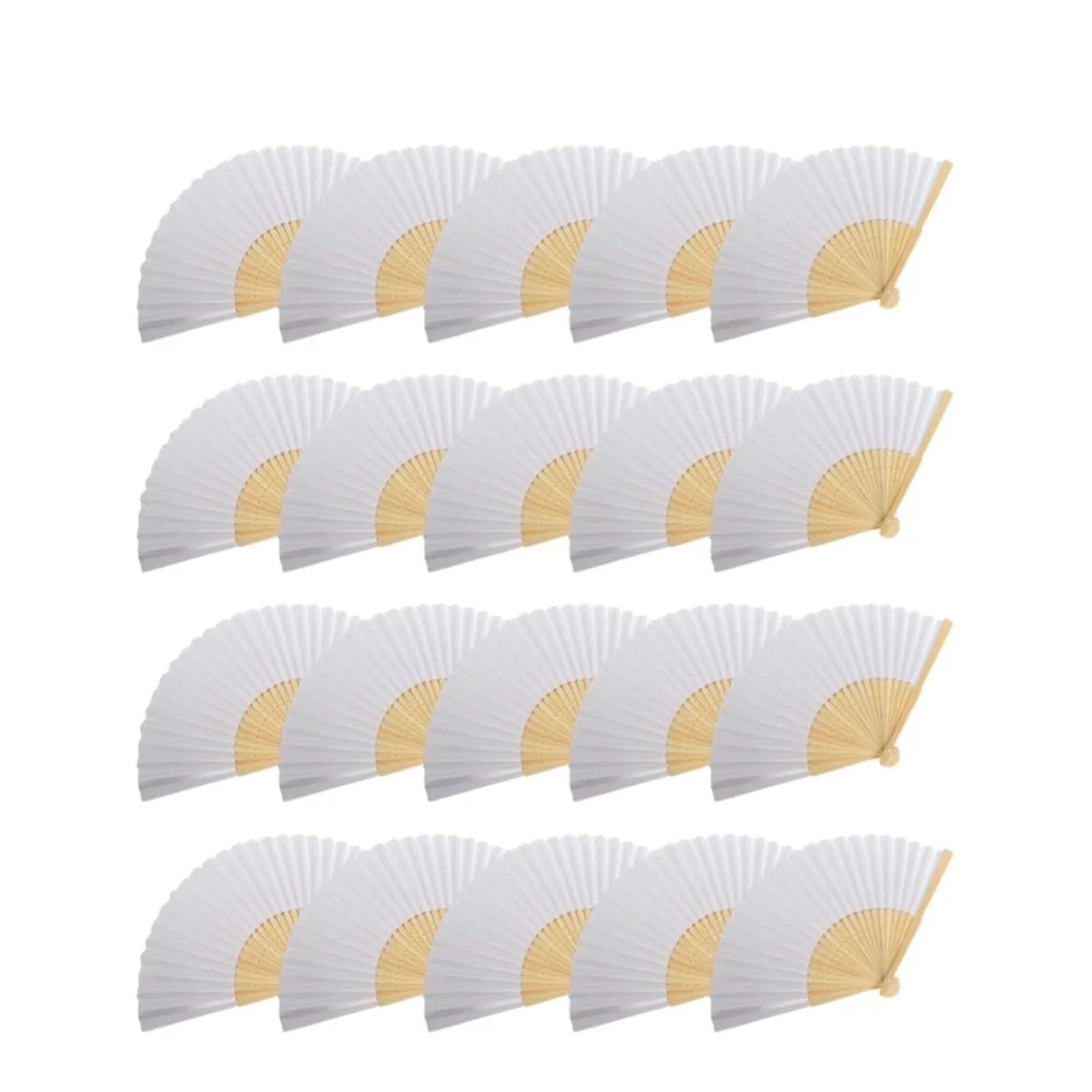 Akdjgfp 20Pcs Paper Folding Fans Diy Blank White Folding Paper Fan Wedding Hand Practice Calligraphy Drawing Painting Decoration(20Pcs)