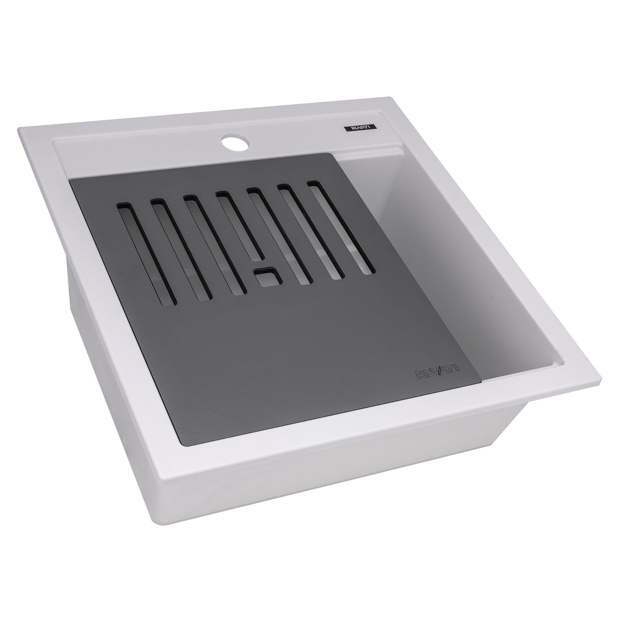 Évier de préparation Ruvati RVG1620WH en granit quartz composite blanc mat 50 cm