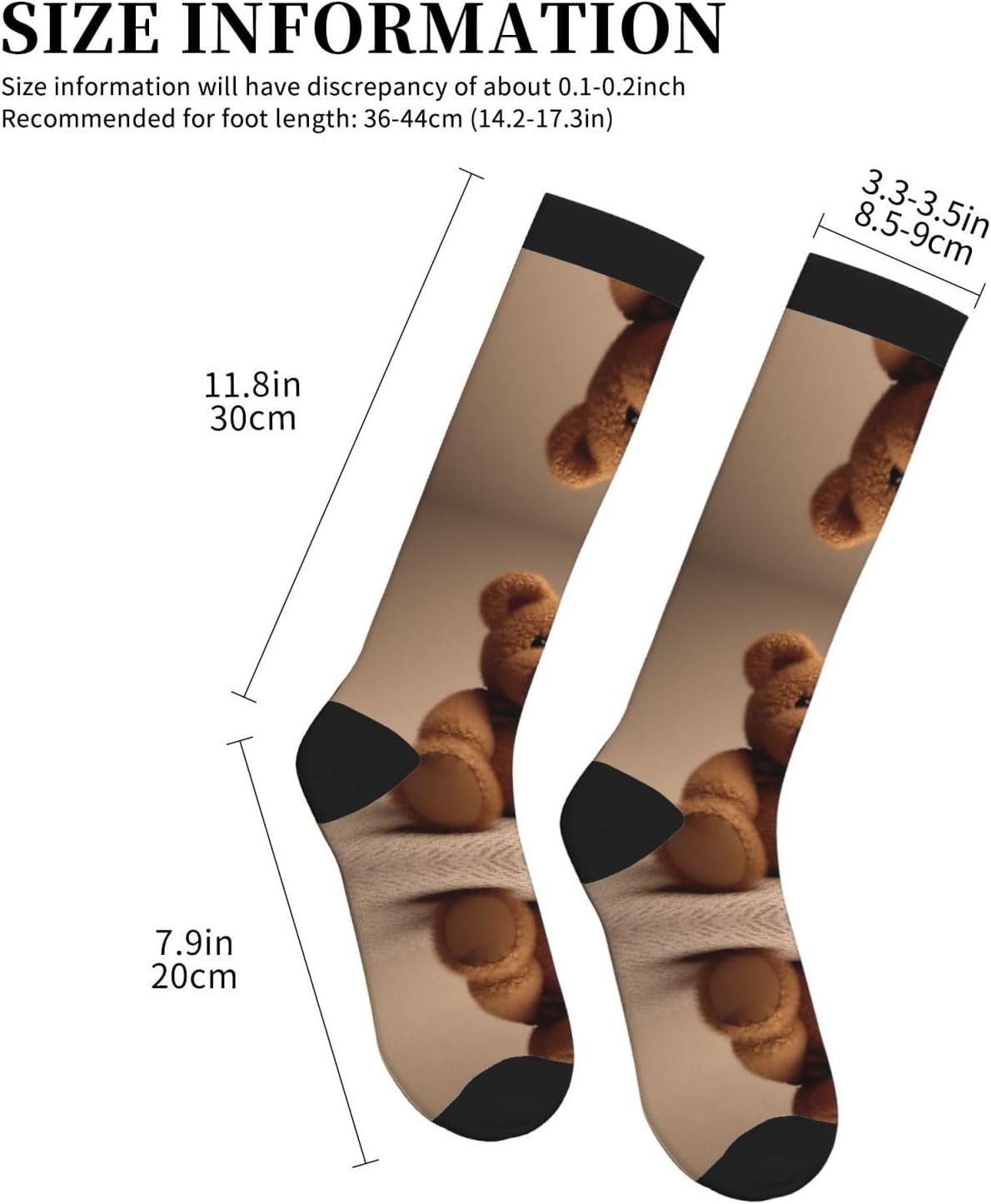 Bear Toy Compression Socks For Women Men 15-20mmhg Graduated Support Circulation Knee High Socks For Nurses Athletic