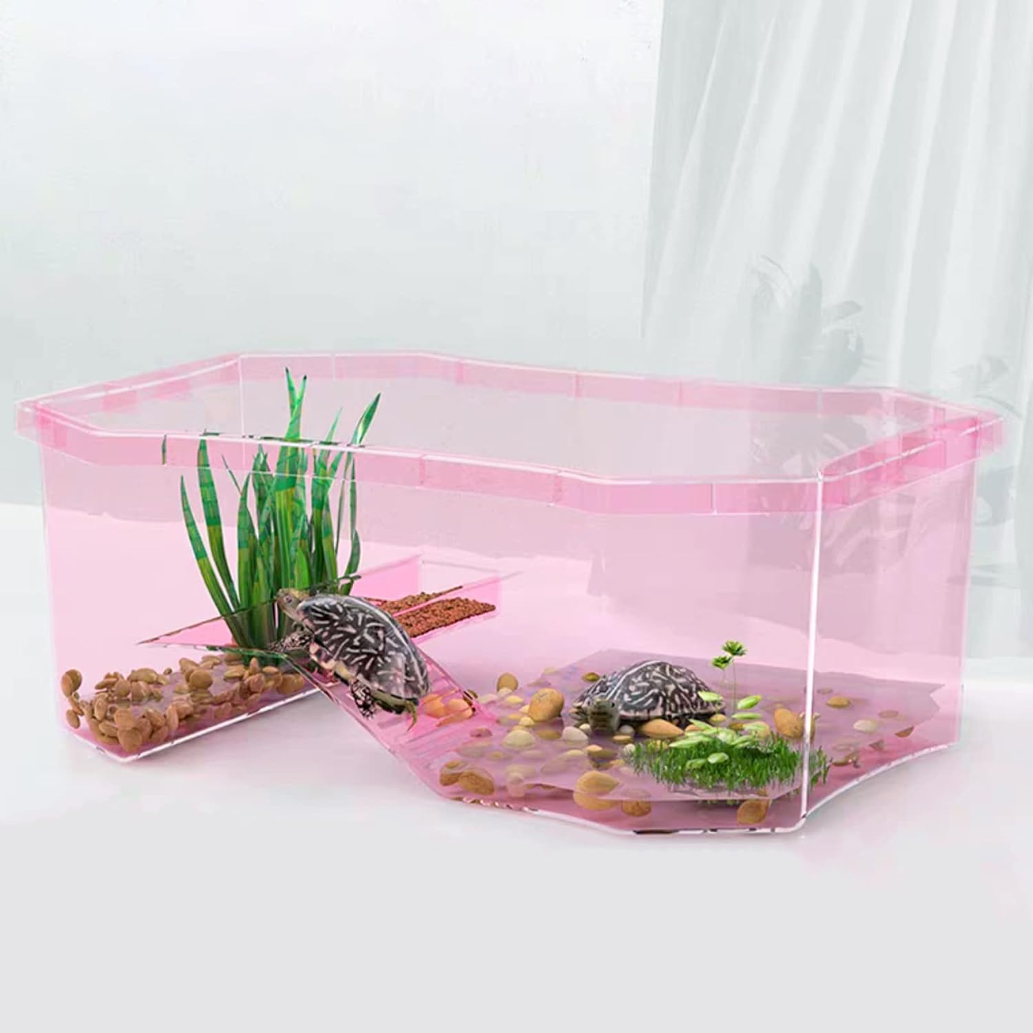 Fhiny Small Turtle Tank Aquarium, Plastic Turtle Habitat
