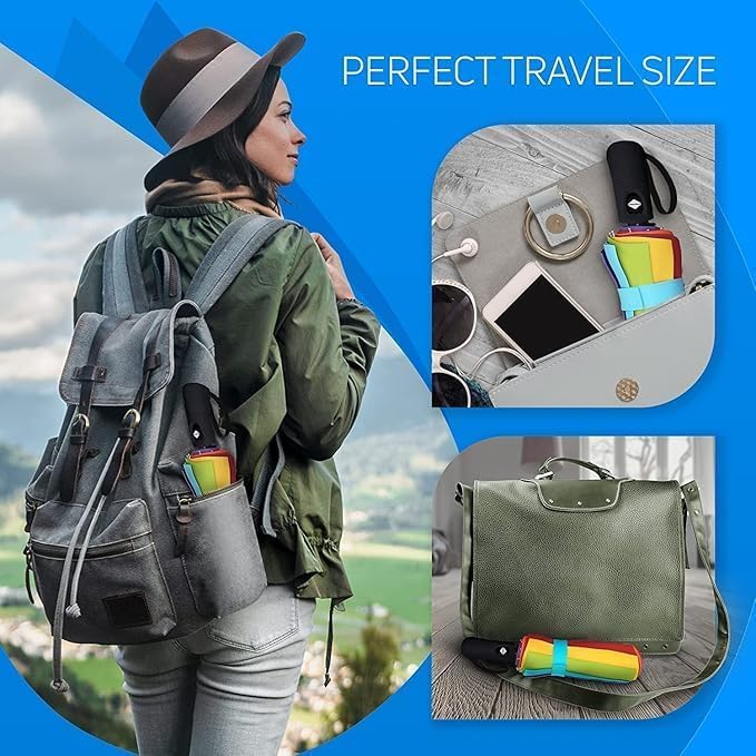 Image of MOROVIK Large 3 Fold UV Protection Umbrella for Men, Women & Kids - Windproof Compact Folding Sun with Strong Frame, Portable Travel Umbrella for Office