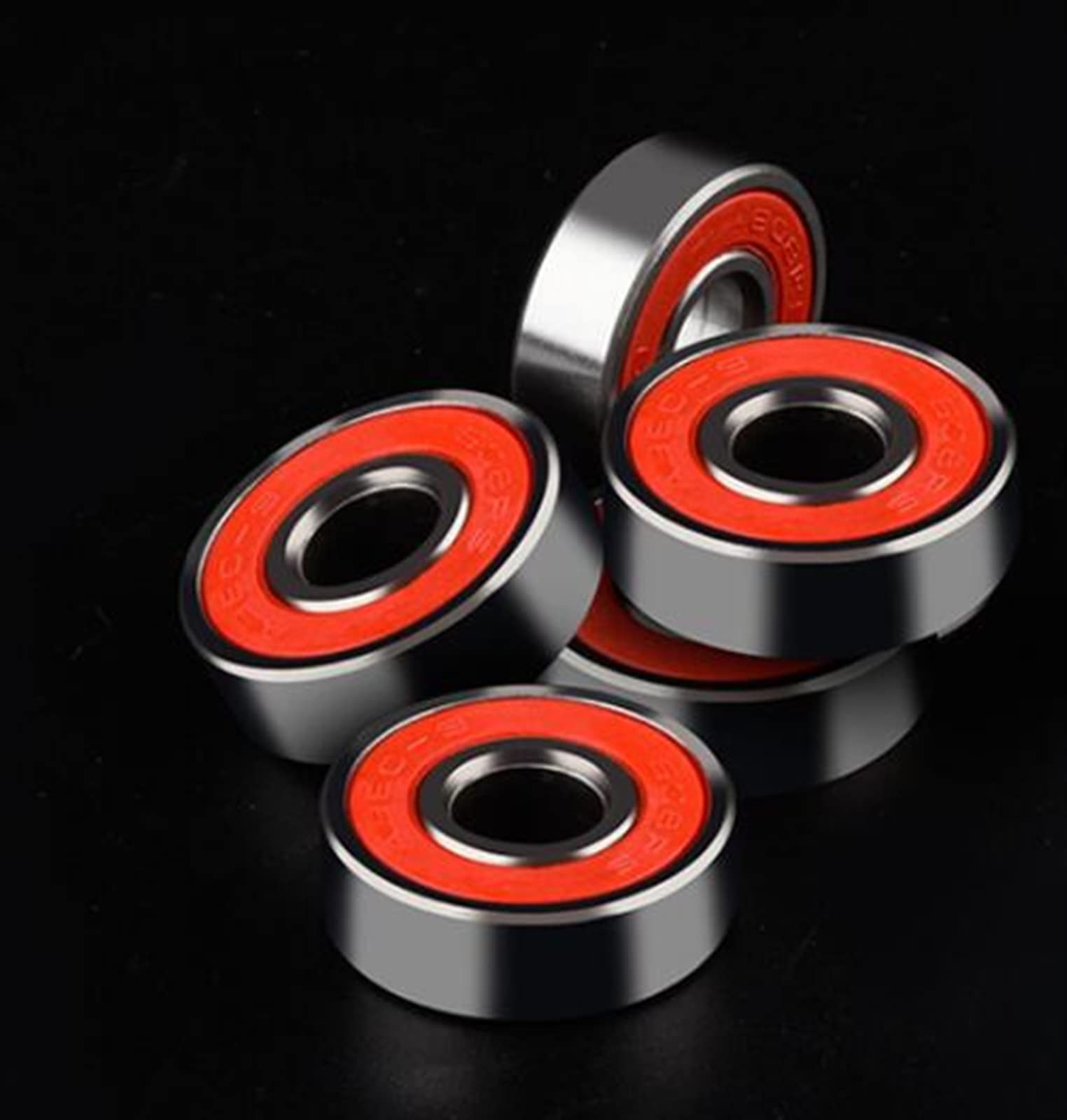 4 Uds 608 Skate Scooter Ruedas de monopatín rodamientos de Repuesto Rodillo de Bolas Ejes de precisión rodamiento de Acero 608RS ABEC 9(Color:Rot)