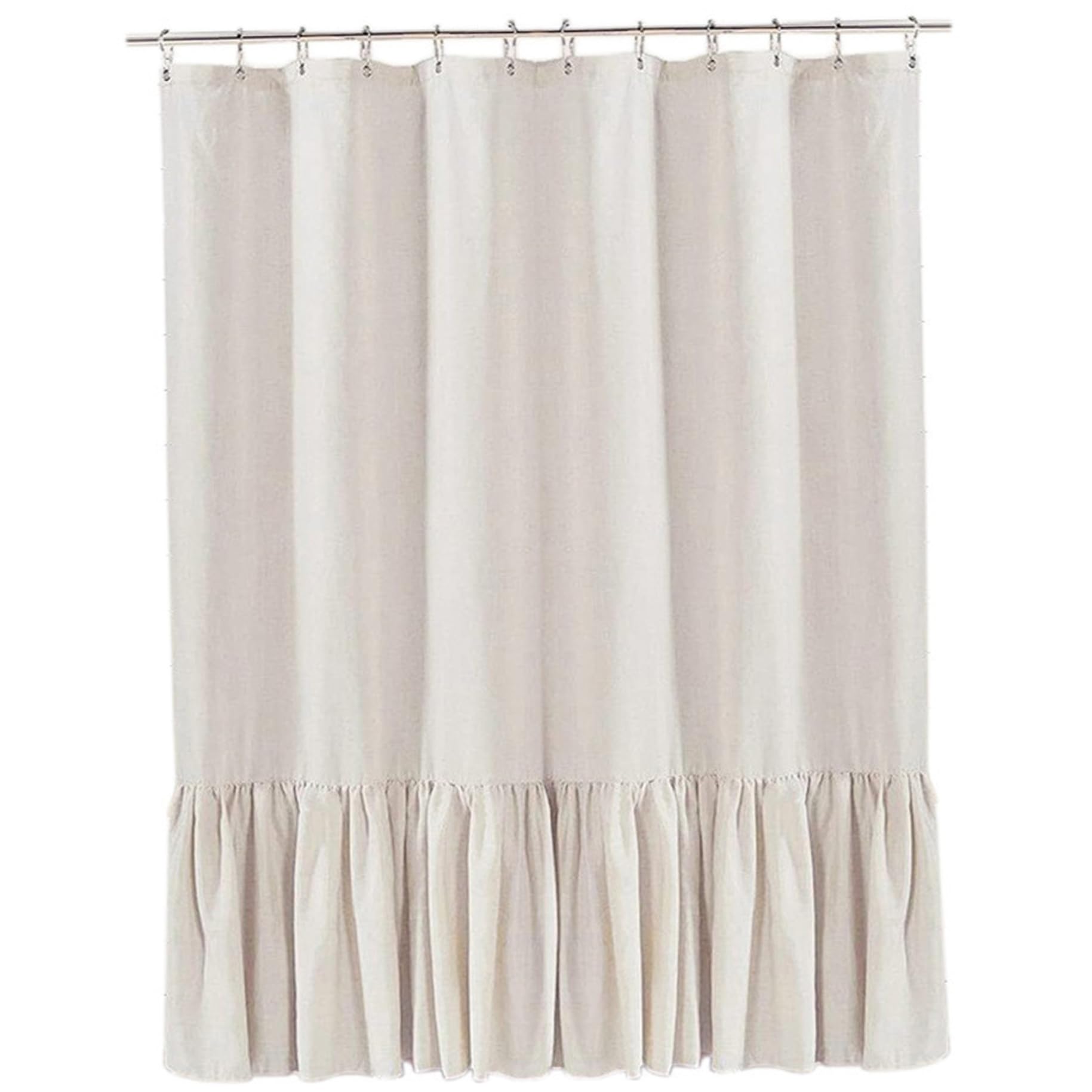 Rideau de douche à volants beige lin vintage 72x72 cm pour salle de bain