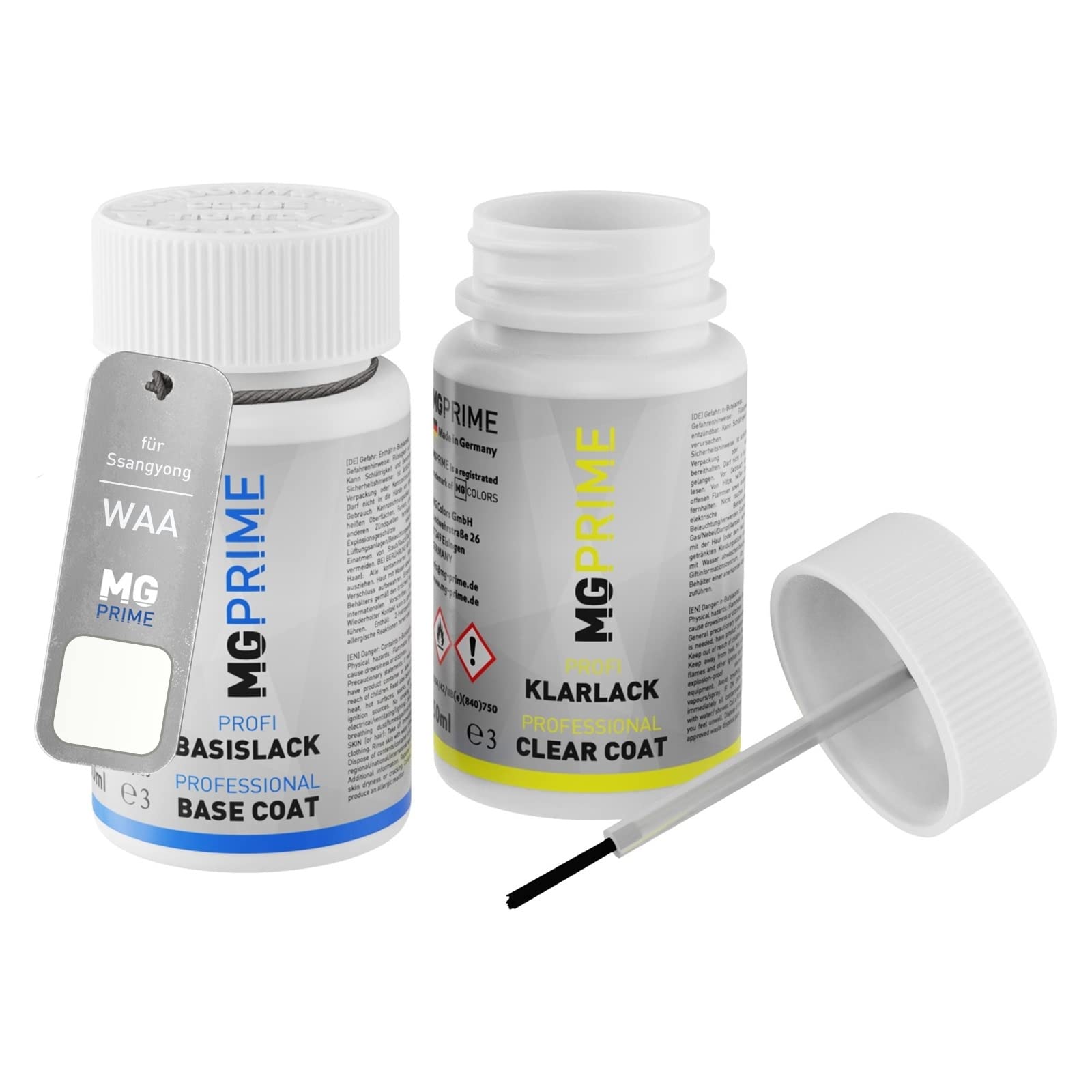 MG PRIME Vernice per auto Kit stilo di ritocco per Ssangyong WAA Grand White Vernice di base vernice trasparente ognuno 50ml