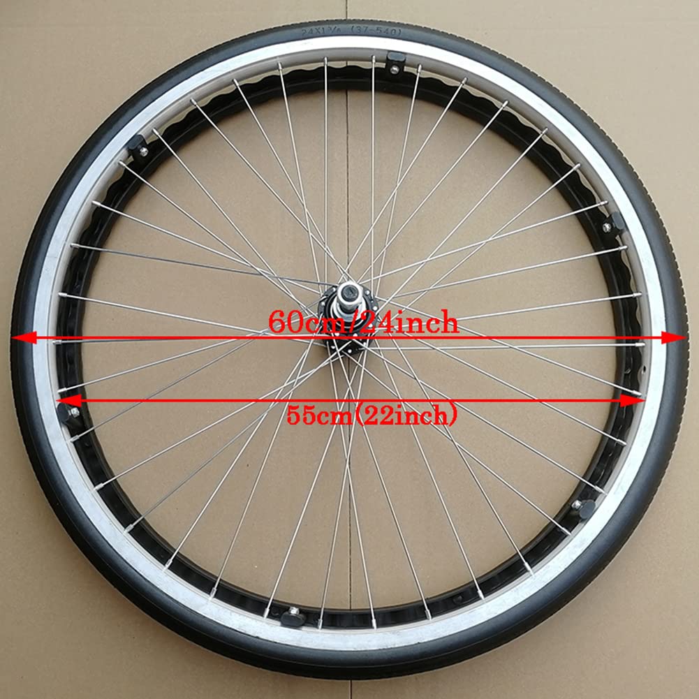 2 Kawałki Nienadmuchiwane Podręcznik Kółko Obrotowe,Wymienne Tylne Koła Wózka Inwalidzkiego z Lożyskiem 14mm,24x1 3/8（37-540) Antypoślizgowe Gumowe Koła