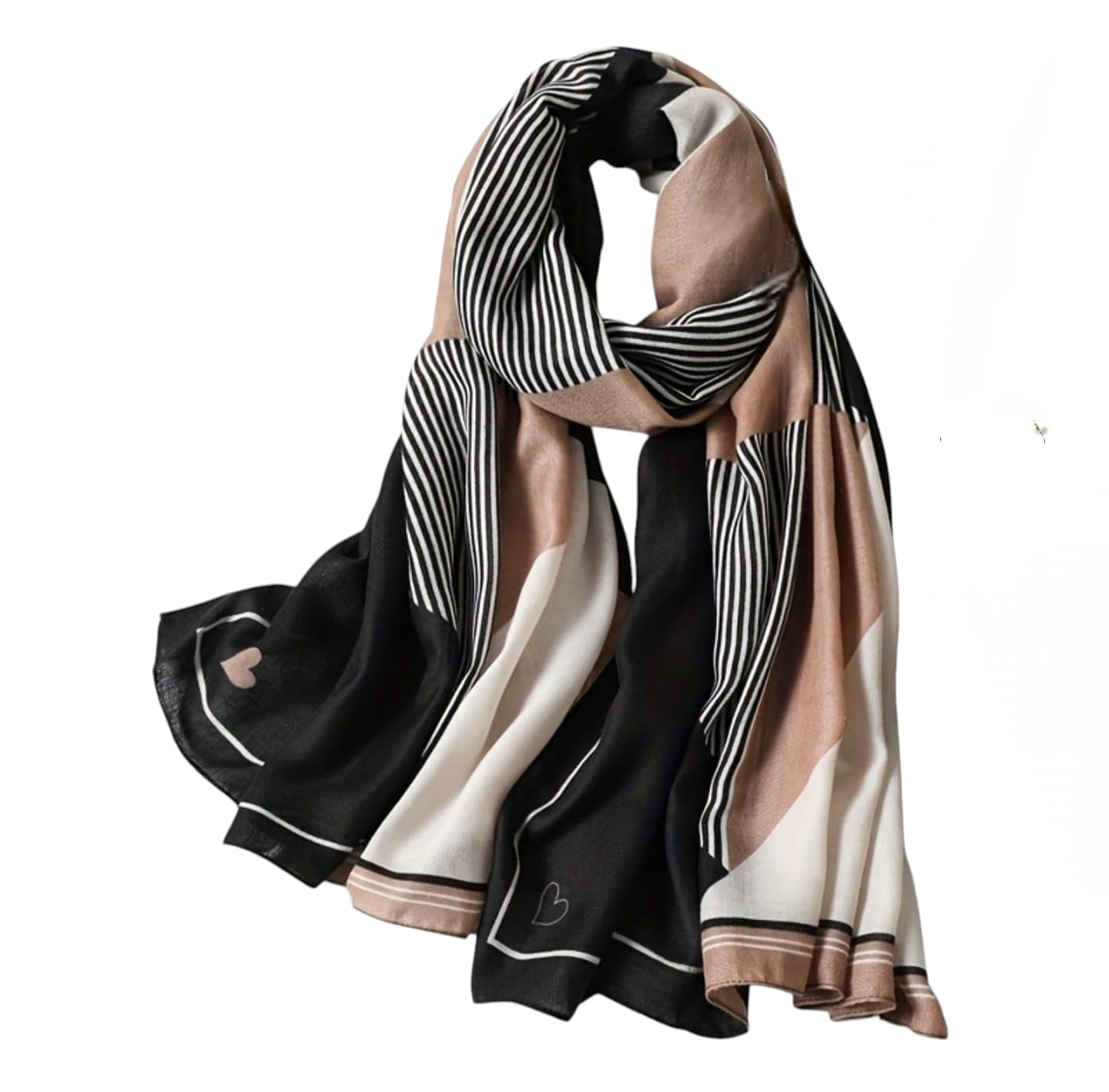 Women's Viscose Soft Printed Hijab Scarf Stole, Black with Chekered Pattern, 180 x 90 Centimeters, Lightweight Cotton Blend-image-7