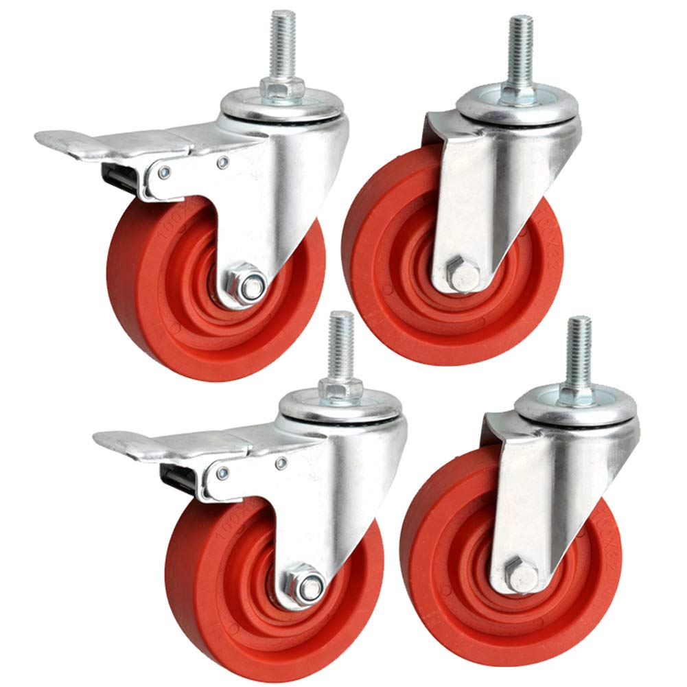 Roulettes filetées M12 anti-vibration et silencieuses pour chariots industriels