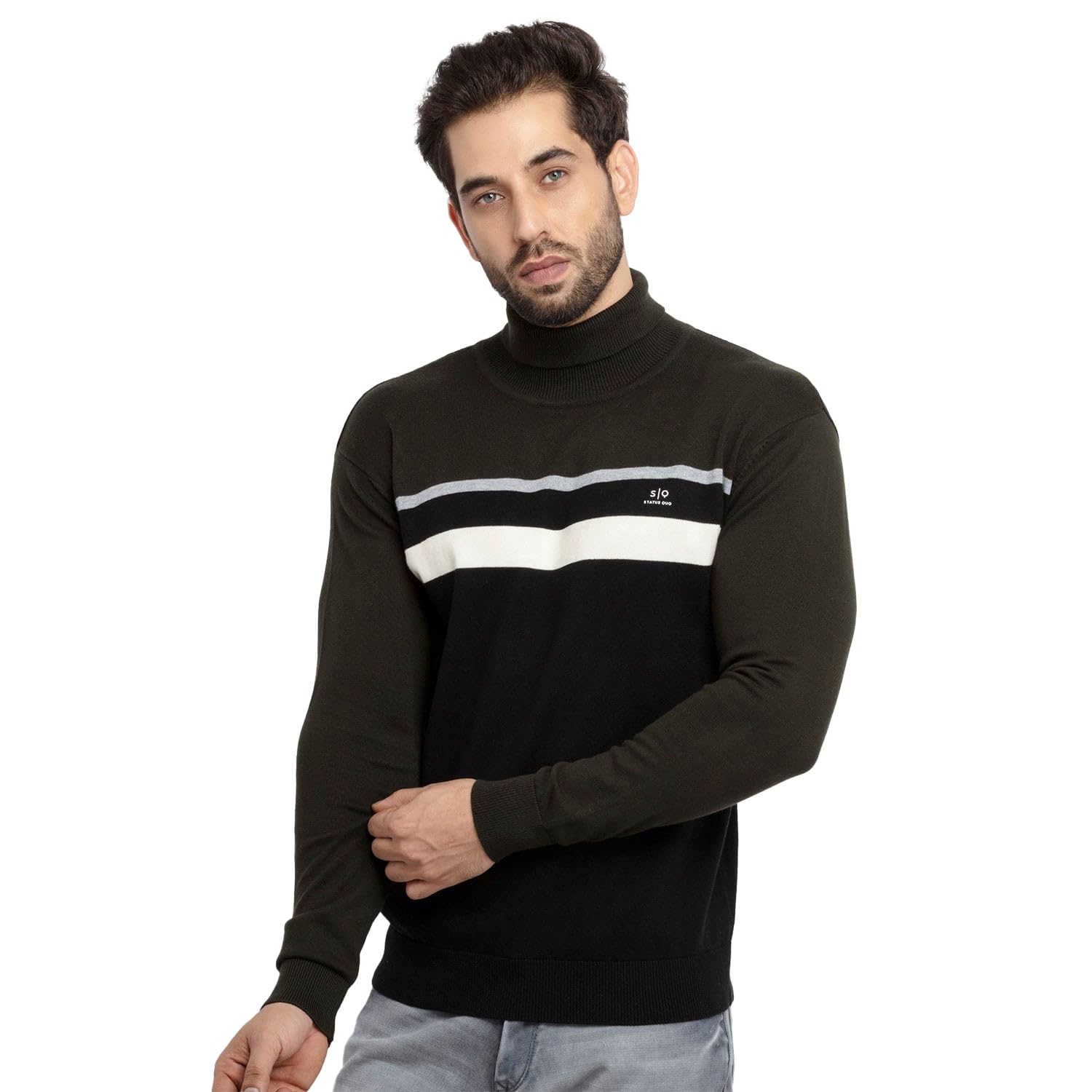 status quo Men's Round Neck Stripe Printed Regular Fit Sweater-picture-32