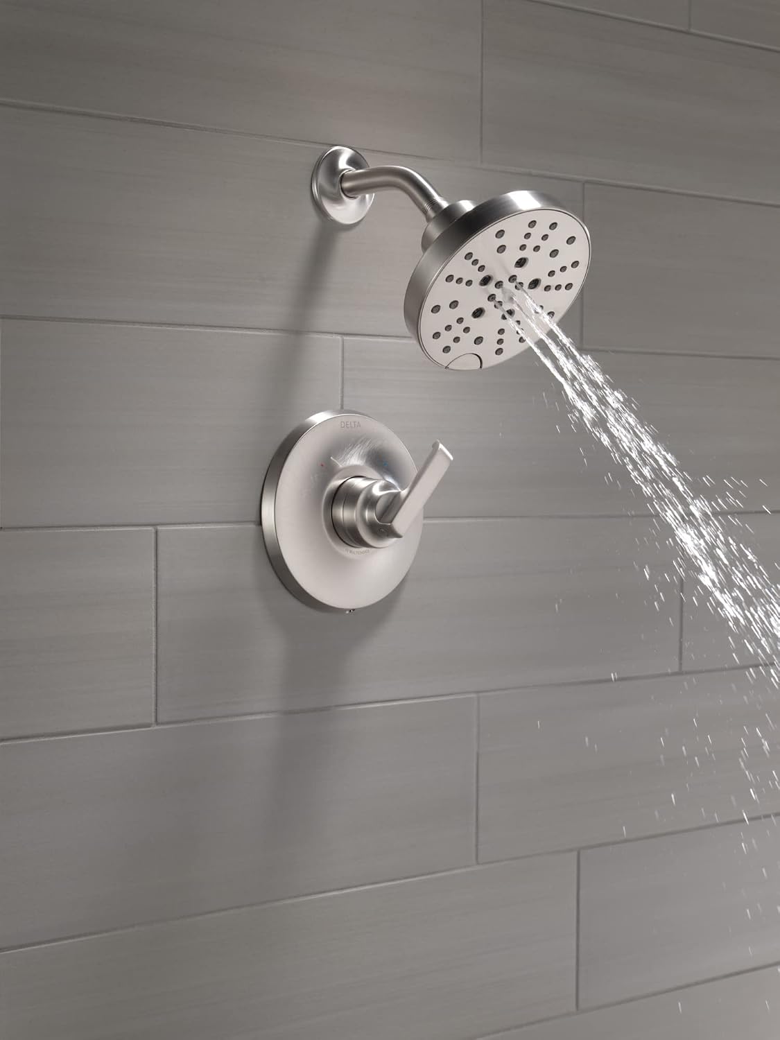 Delta Faucet Tetra 14 Series Brushed Nickel Shower Faucet Set with H2Okinetic Shower Head, Shower Trim Kit, Brushed Nickel Shower Faucet, Lumicoat Stainless T14289-SS-PR (Valve Not Included)