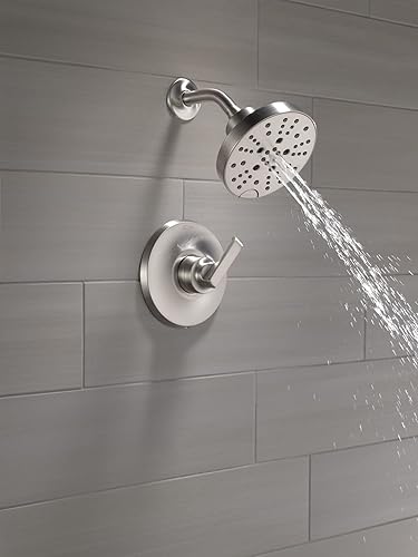 Miniatura 2 de Delta Faucet Tetra 14 Series - Juego de grifo de ducha de níquel cepillado con cabezal de ducha H2Okinetic, kit de molduras de ducha, grifo de ducha