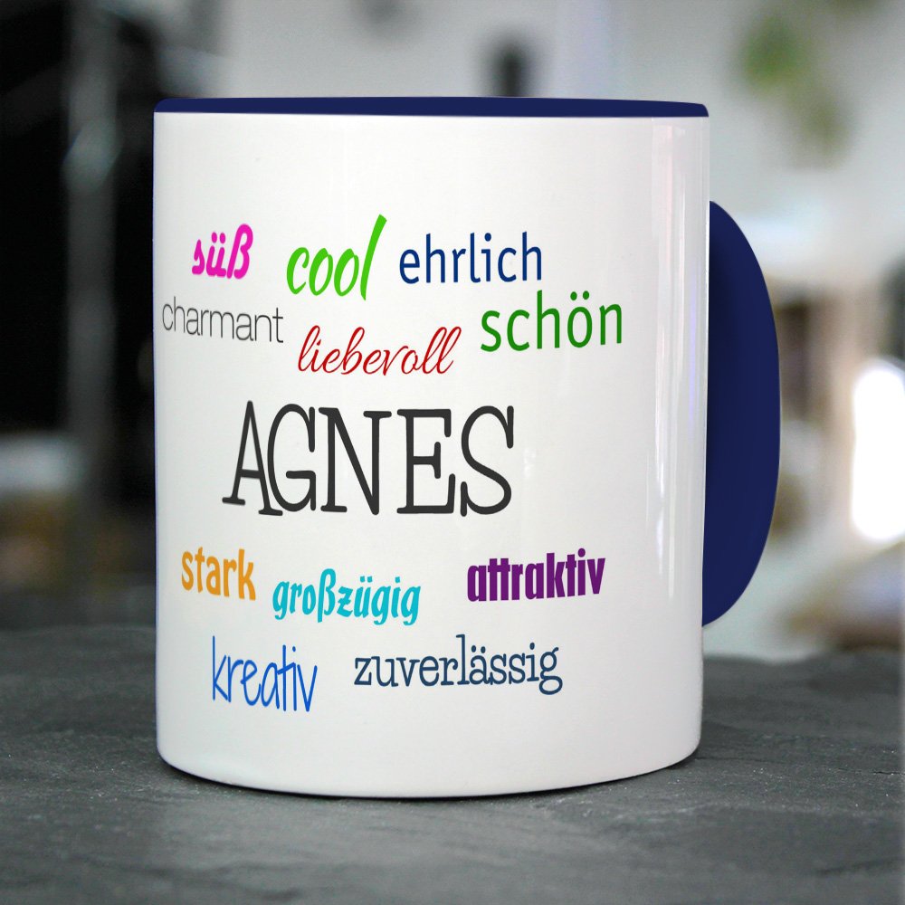 Personalisiert: Tasse Mit Namen Anni – Blaue Tasse Mit Positiven Eigenschaften