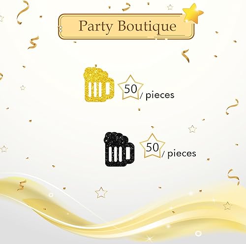 Miniatura 3 de 100 confeti de cerveza, confeti de mesa de alegrías y cervezas con purpurina negra y dorada para despedida de soltera, taza de cerveza, dispersos de