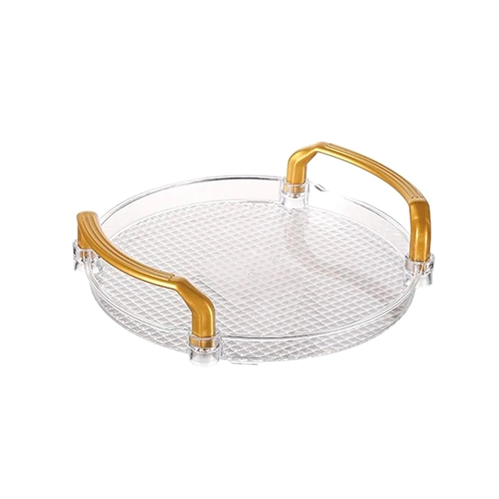 Clear Round Serving Tray Bathroom Decorative With Golden Handle For Coffee Table Office(S)