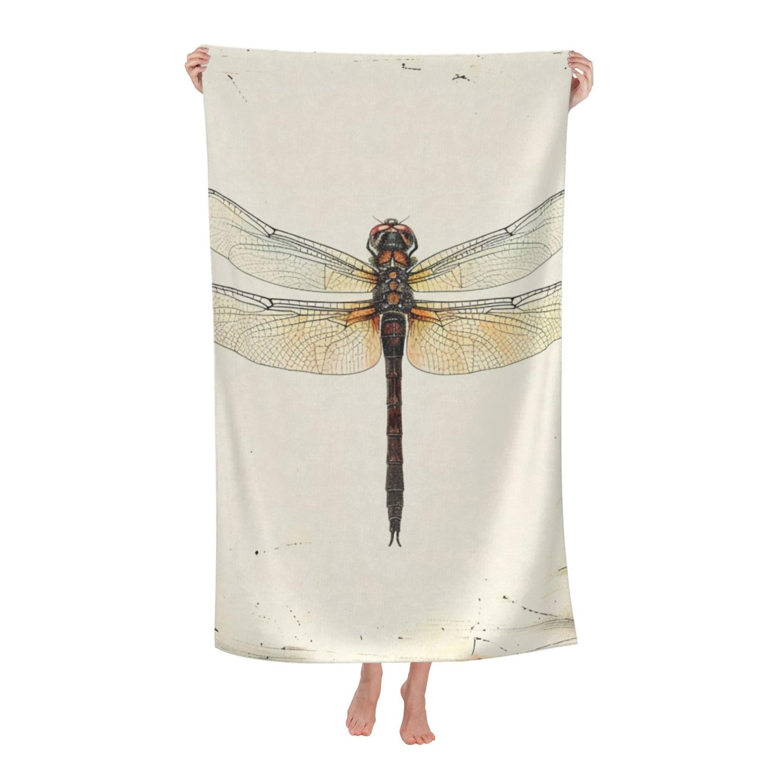 BWWHCCTI Dragonfly Printed Quick Dry Bath Towel, Soft Microfiber Towels Fast Drying Beach Towels for Travel,Camping,Gym,Swimming,Yoga