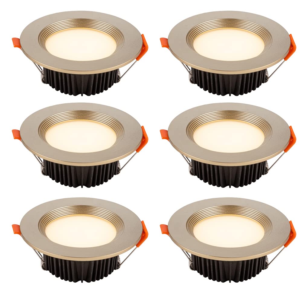 Aioneer 6 Pack Led Recessed Downlight, Baffle Trim, 4 Inch Round Aluminum Panel Light,Deep Anti-Glare Cob Spotlights, Simple Retrofit Installation - No Flicker 3000K/4000K/6000K SelectableA-4000K