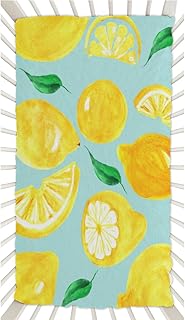 Oil Painting Lemon Crib Sheets for Boys, Girls Machine Washable Soft Cozy Microfiber Fitted Crib Sheet for Standard Crib and Toddler Mattresses Boys Girls 28x52 Inch