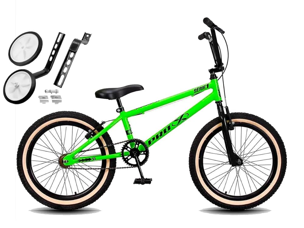 自転車本体 BMX Verde Bicicleta Aro 20 BMX PRO X S1 Pneus Faixa Bege V-Brake e