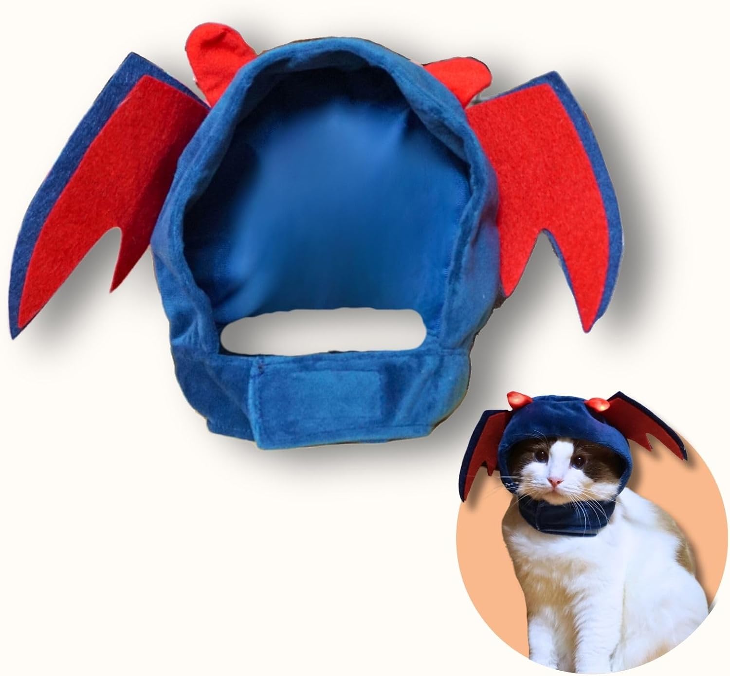 Pet Devil Hat Costume — Dog & Cat Wig Clothes, Halloween Party IG Photos Funny Hat with Wings, All Sized Dogs Adult Cat (Small)
