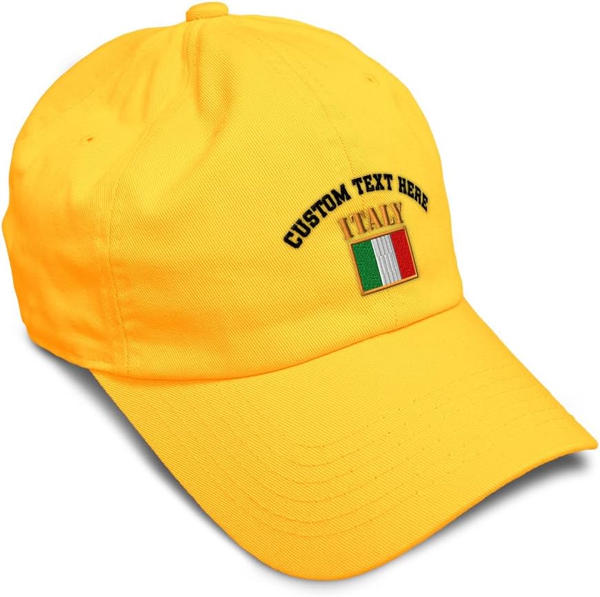 Speedy Pros Soft Baseball Hat Embroidered Dad Hat Italy Flag Embroidery Men & Ladies Baseball Cap Cotton