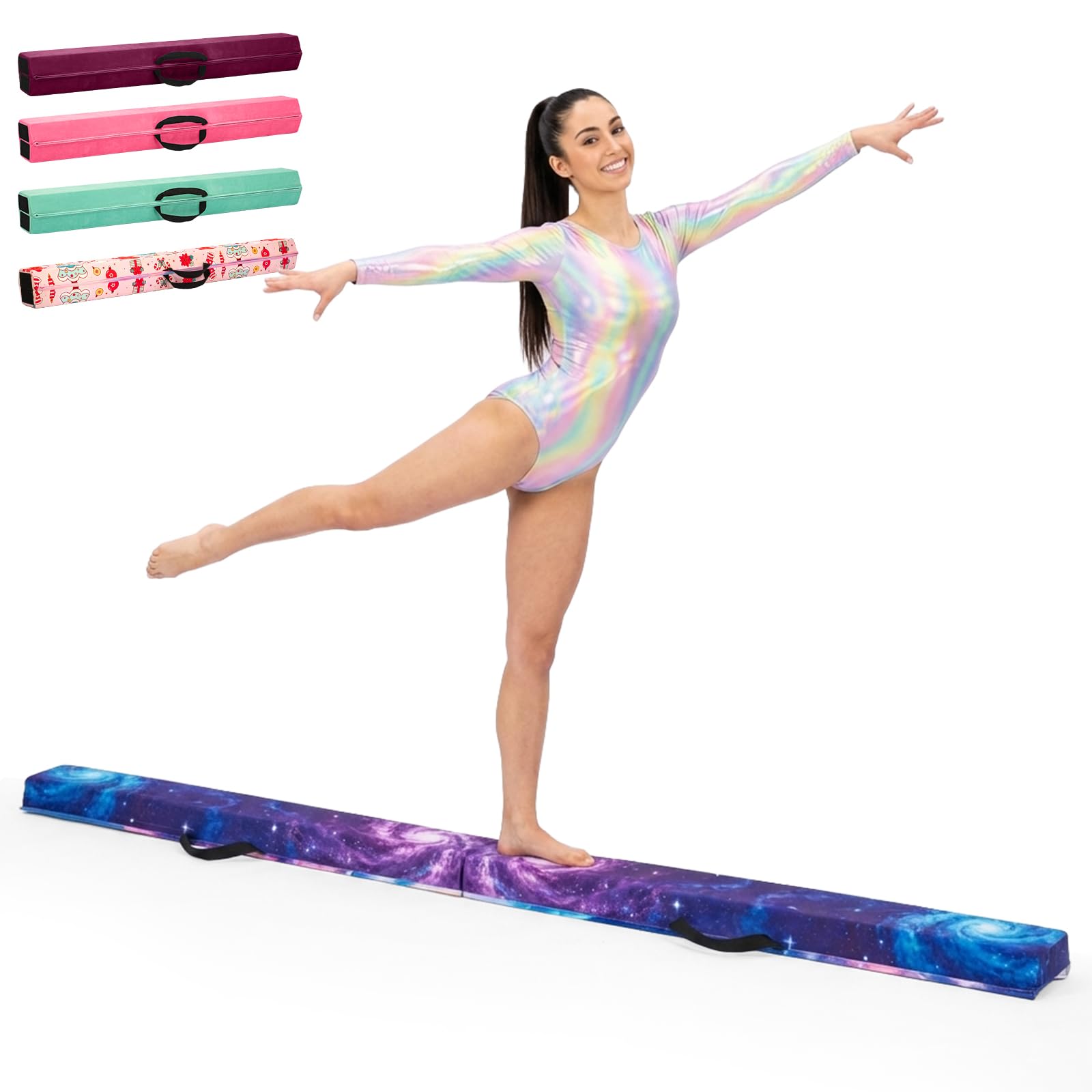 Faltbarer Gymnastik Schwebebalken 235 cm – Trainingsbalken mit Massivholz Kern & Schaumstoffpolsterung, Rutschfester Balance Beam Turnbalken, Wettkampfgerät Turnen