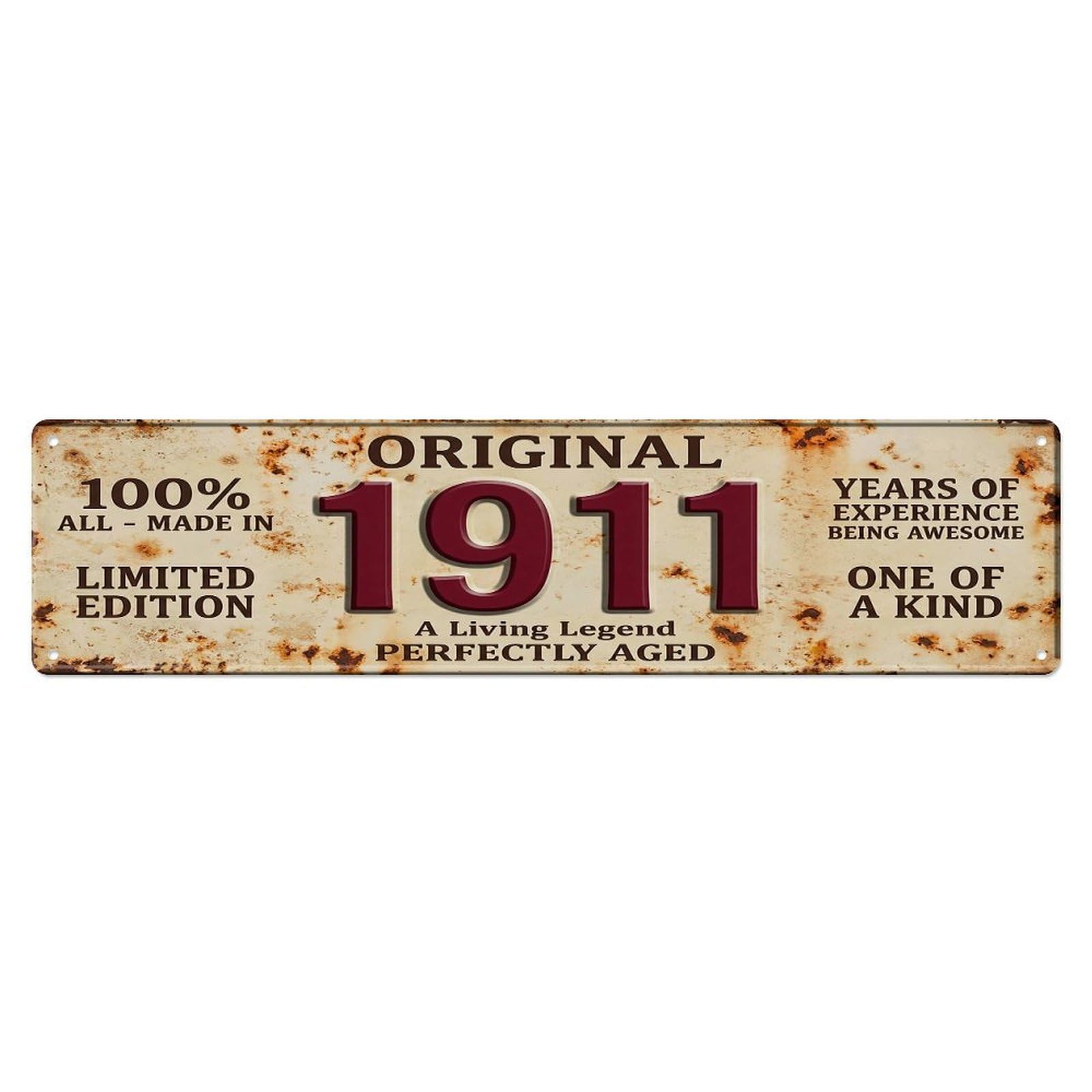 Original 1911 Limited Edition Perfectly Aged Live Legend Metal Tin Sign