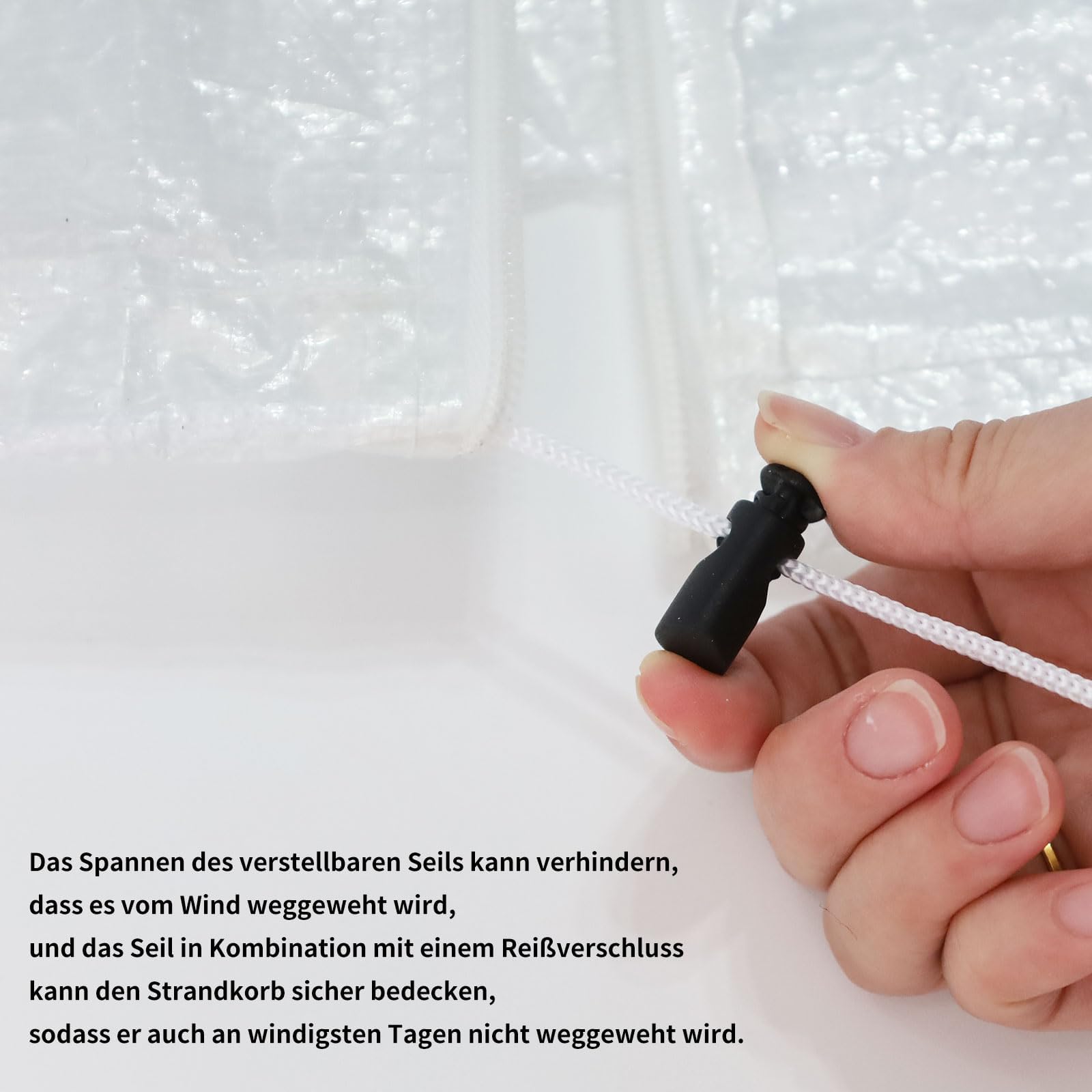 Strandkorb Schutzhülle Gewebe Wetterfest Wasserdicht Reißfest-UV, 125x90x165/130cm(Transparent)