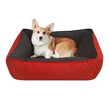Jerrys Reversible Washable Velvet Soft Dual Color Dog Cat Pet Bed (Large Red-Black)