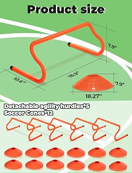 GHB Agility Hurdles 8 Speed Agility Training Hurdles, Detachable Sturdy Hurdles Training Equipment Set with Carry Bag for Kids,Athletes,Soccer,Basketball