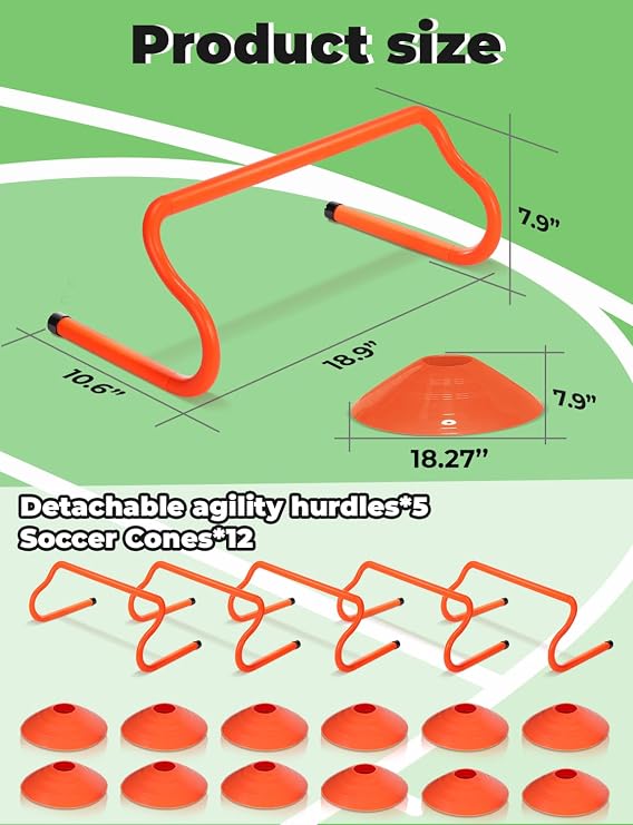GHB Agility Hurdles 8 Speed Agility Training Hurdles, Detachable Sturdy Hurdles Training Equipment Set with Carry Bag for Kids,Athletes,Soccer,Basketball