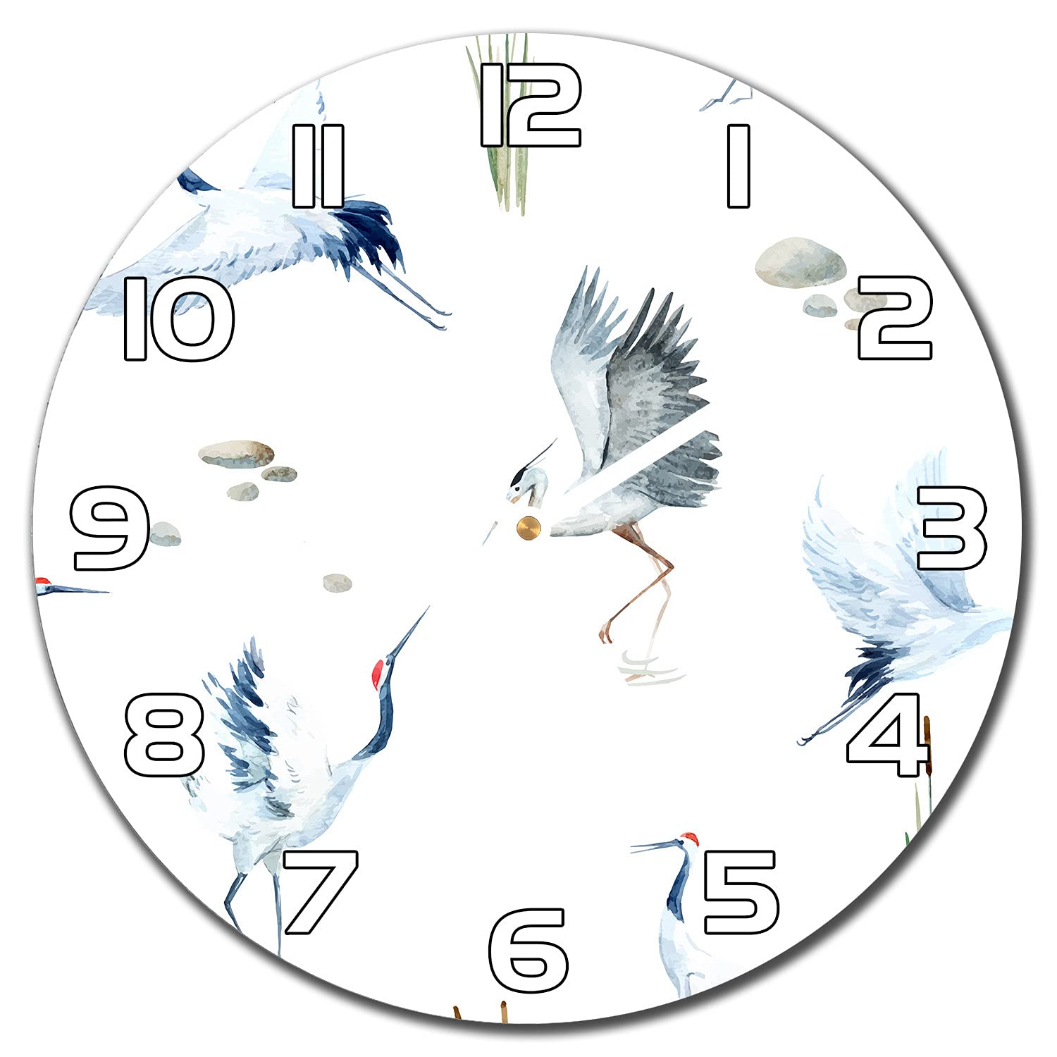 Horloge en verre Coloray 30 cm oiseaux de grue pour decoration murale salon