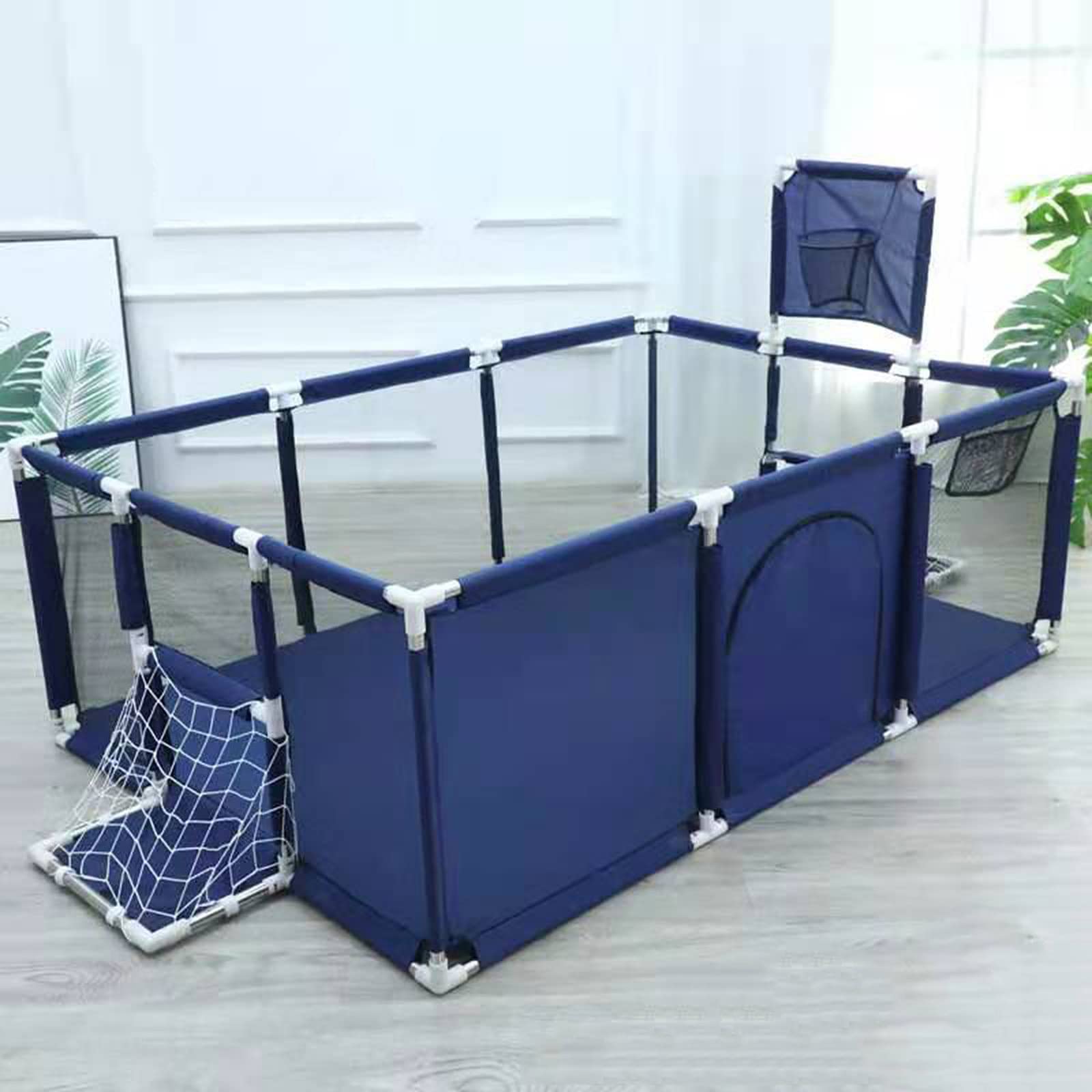 Baby Playpen Large,190×129×66cm, Kids Safety Playard Playpen,Baby Fence with Basketball Hoop and Soccer Gate,Indoor Outdoor Toddler Activity Center Playpen,Portable/Washable,190×129×66cm
