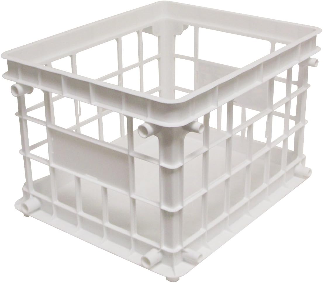 United Solutions-Organize Your Home CR0110 White Plastic Modular Crate-White Modular Crates Snap Together to Create Your Own Storage/Organizational System