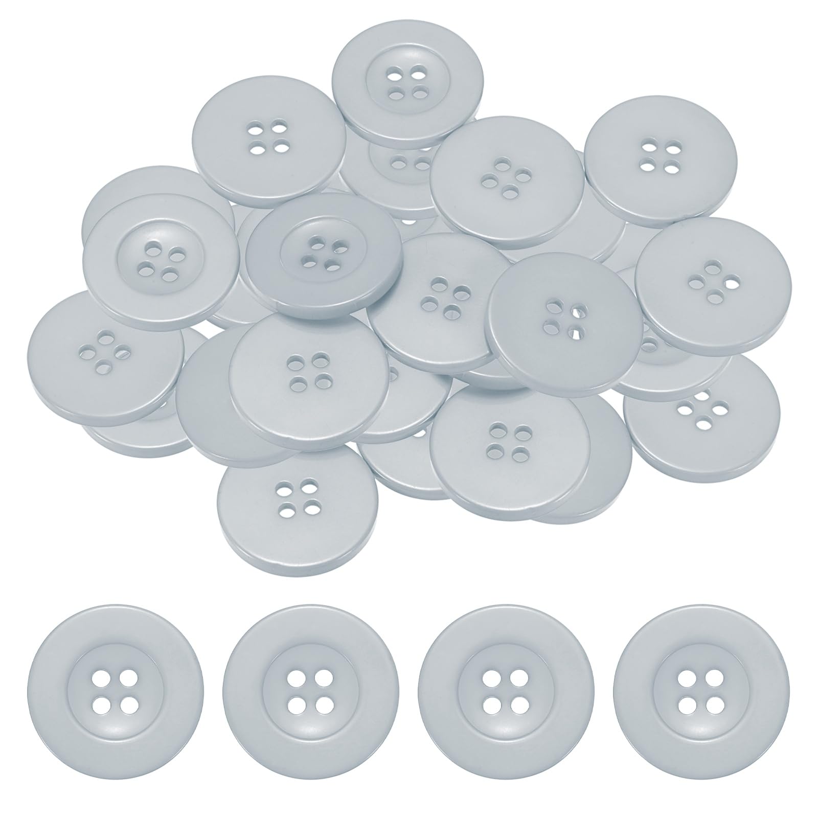 TIXIPEM Sewing Buttons [50pcs] - 1.2 Inch/ 30mm 48L Resin Round Flat 4-Hole Craft Replacement Buttons for Coats & Sewing Clothing & DIY - [Grey]