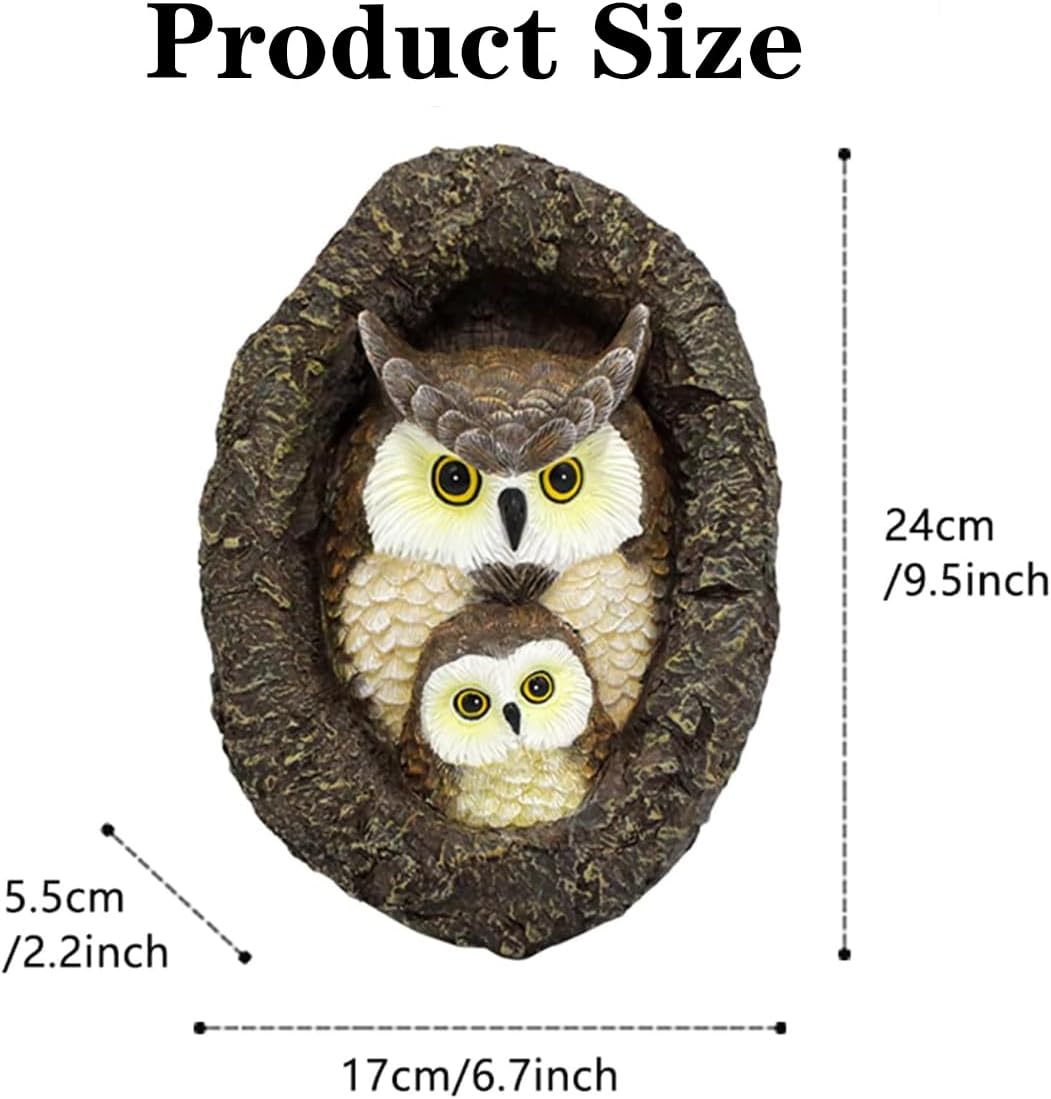 Owl Tree Hugger Tree Faces Decor, Whimsical Fake Owl Outdoor Tree Decor, Resin Figurine Sculpture Garden Peeker Yard Art Decoration