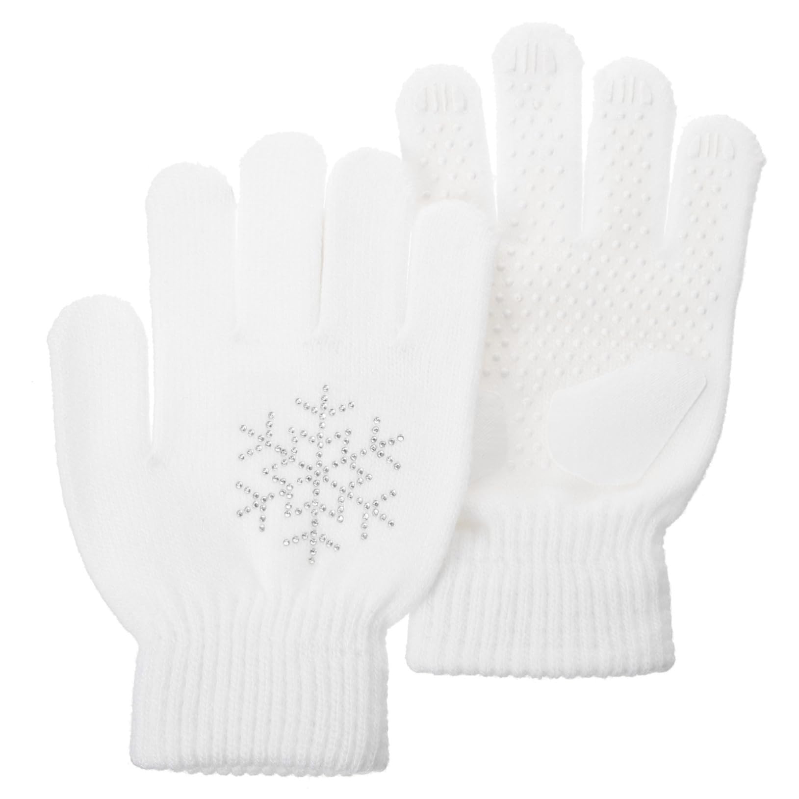 CONGARTENO 1pair Skiing Gloves for Women Warm Stage Performance Gloves Decorative for Girls for Outdoor Activities Like Skiing Hiking and Running Snowflake