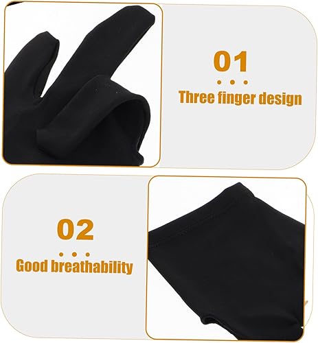 Miniatura 3 de Mikinona Guante de billar antideslizante de tres dedos para mano izquierda derecha transpirable ventilado trasero agarre de precisión taco de