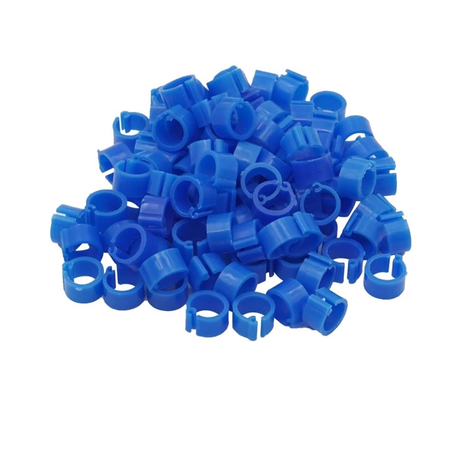 100Pcs Plastic Clip Bird Foot Rings，Compatible Pigeon Quail Farm Bird Identification Accessories(Dark Blue no words)