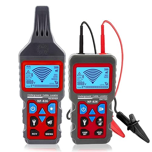 NF-826 Underground Cable Tester Locator Circuit Tracer Metal Pipe Detector Wire Tracker Tool Detects Wall\Underground Wires, Cables, Water and Gas Pipeline Paths