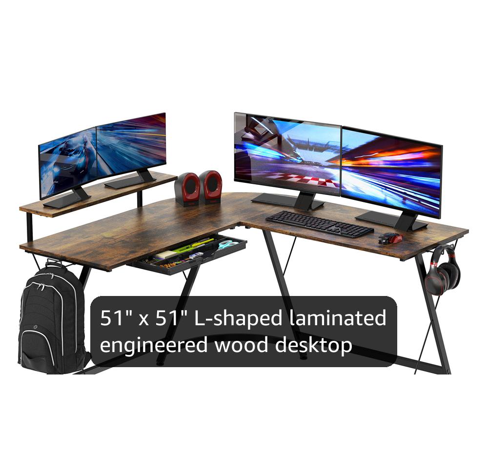 Amazon.com: SHW 51 x 51 Inches Vista L-Shaped Desk with Monitor