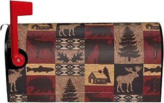 Lodge Bear Deer Fish Mailbox Covers Magnetic Letter Post Box Cover Wrap Welcome Mailbox Wraps Letter Box Cover Magnetic Mailbox Cover for Garden Yard Outdoor Decor 21x18 in