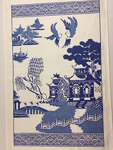 Finds and Furnishings 2 Blue Willow Dish Towels Kitchen