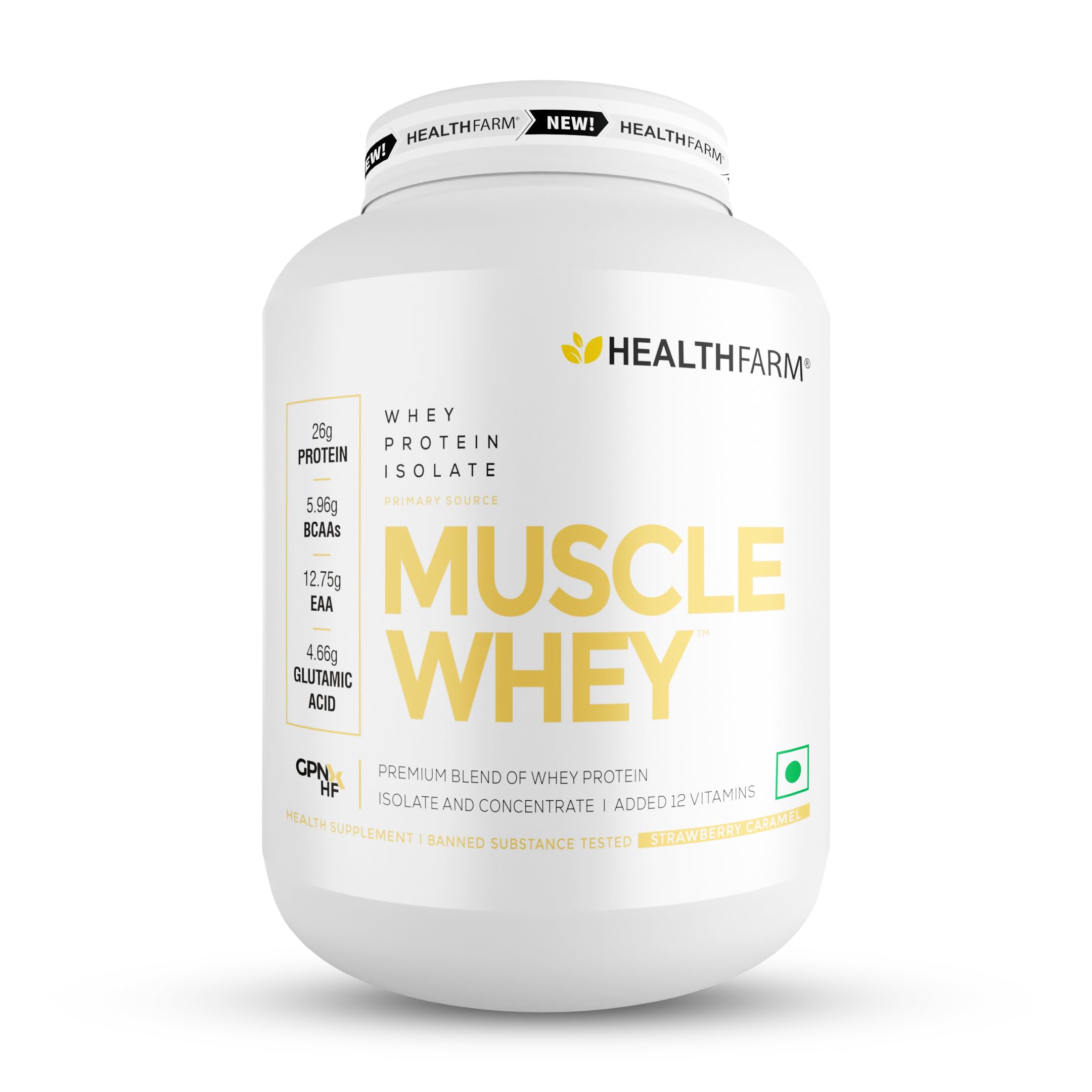 HEALTHFARM Muscle Whey Protein,Lab Tested For Purity| No Banned Substance(Strawberry Caramel,2Kg) (B0CQ7PC945) Amazon Price History, Amazon Price Tracker