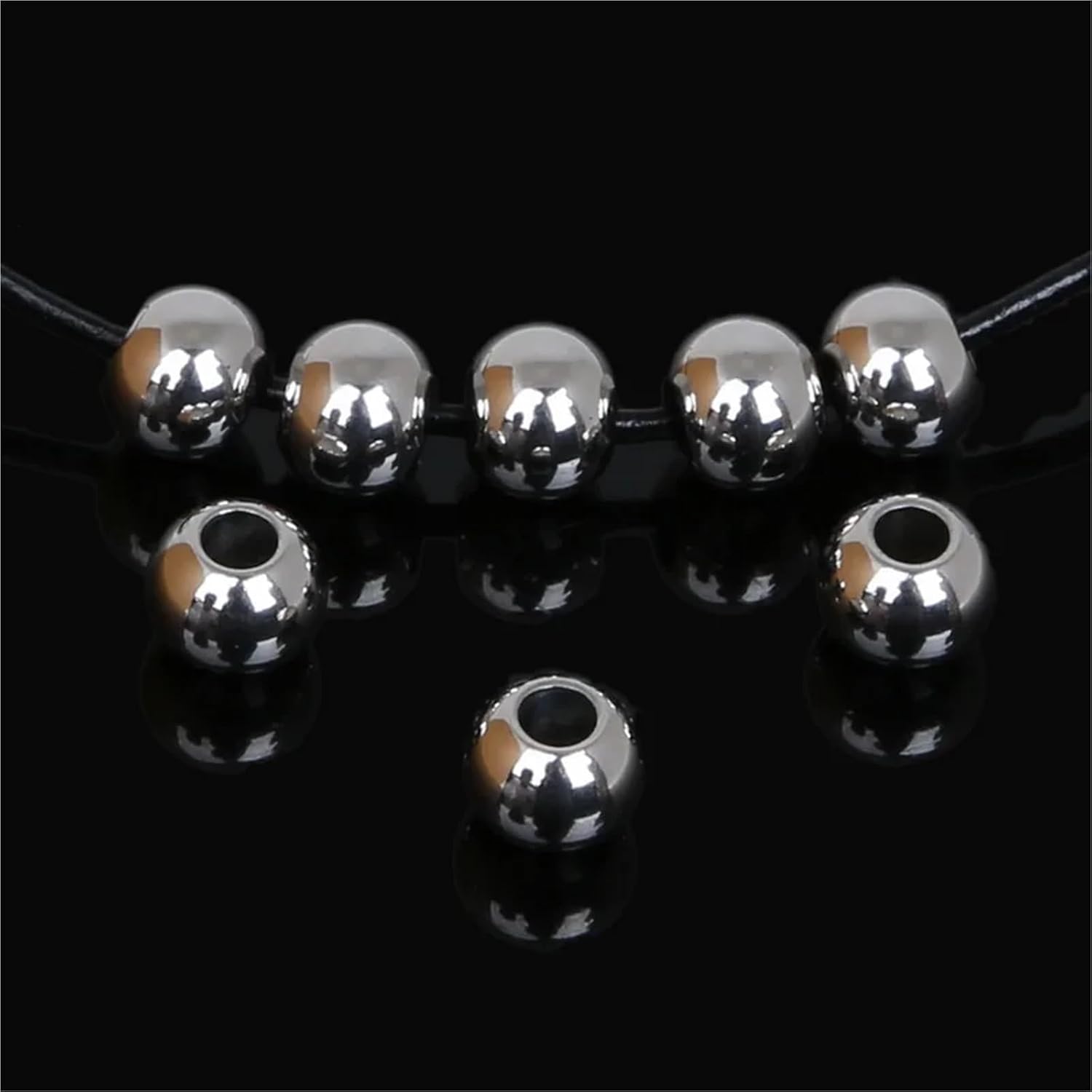 Yingluno 300Pcs Stainless Steel Mix Round Spacer Bead for Hole Size 1/1.5/2.5/3/4.5/6.5mm DIY Big Hole Beads(3x2oint5mm 300pcs)