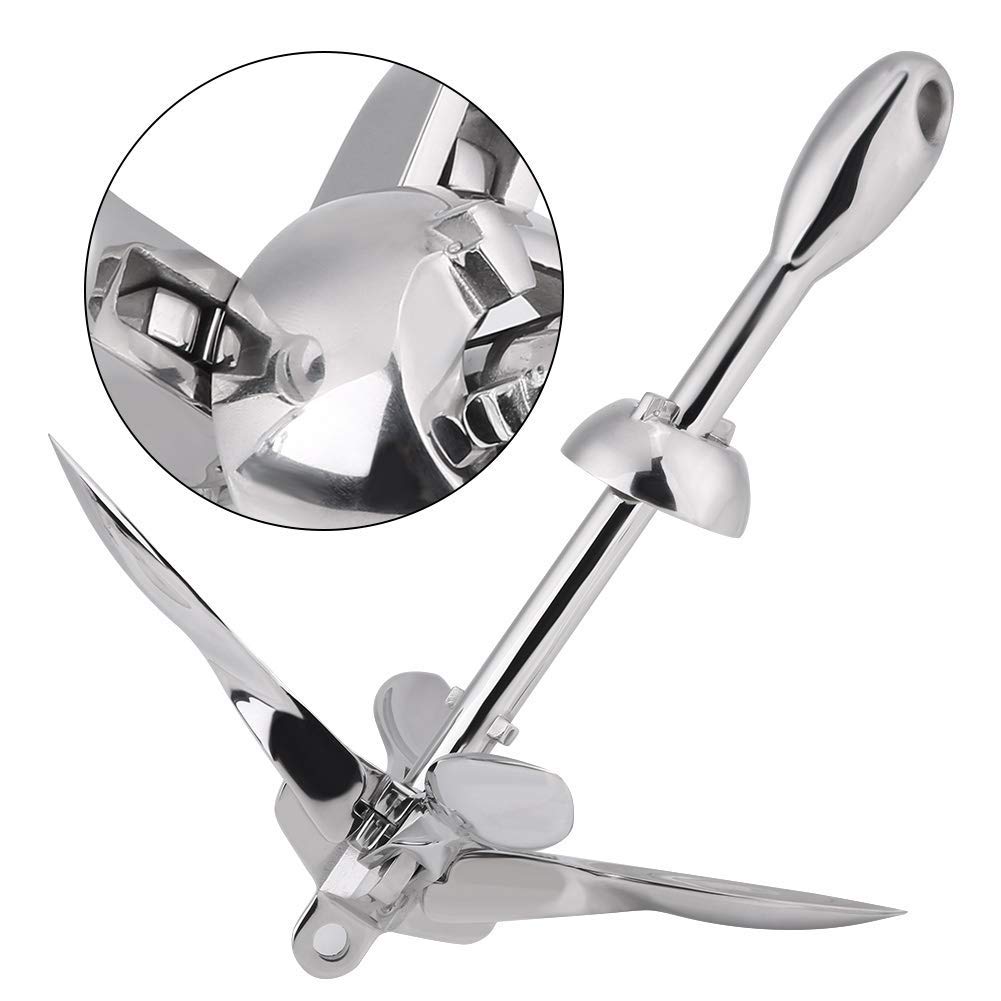Klappanker Bootsanker 1,5 kg Klappanker Bootsanker Edelstahl Ersatzanker für Boote Yacht Silber für Boot A