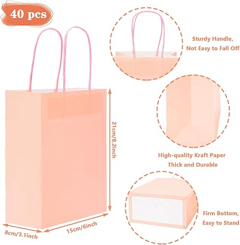 Miniatura 2 de Whaline 40 bolsas pequeñas de regalo arcoíris de 8.3 x 6 x 3.1 pulgadas, 10 bolsas de papel kraft de color neón, bolsas pequeñas de papel de estraza