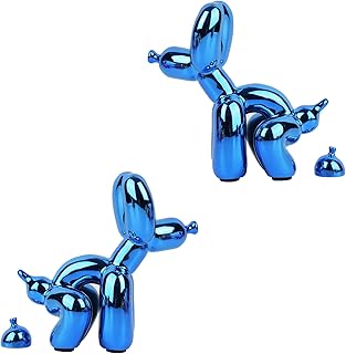 Rideco Sculpture de Chien en Ballon en Forme de crotte - Statue de Petit Animal - Décoration Moderne - Sculpture d'art Moderne pour Bureau, Chambre à Coucher, Salon (Bleu Brillant, Taille S)