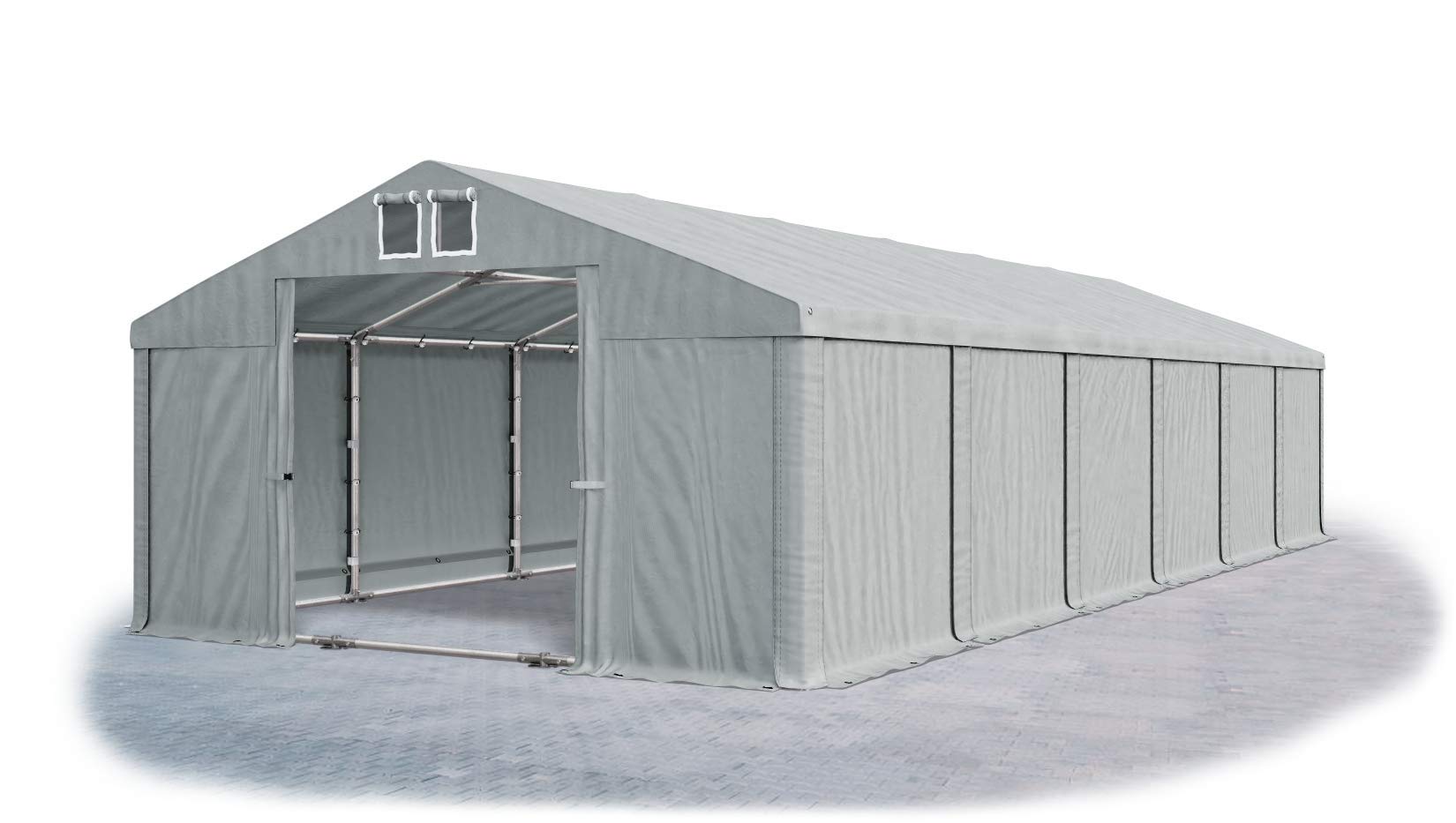 Partyzelt 6x12 M – Wasserdicht, PVC 560g/m², Grau, Mit Stahlkonstruktion, Für Garten & Events