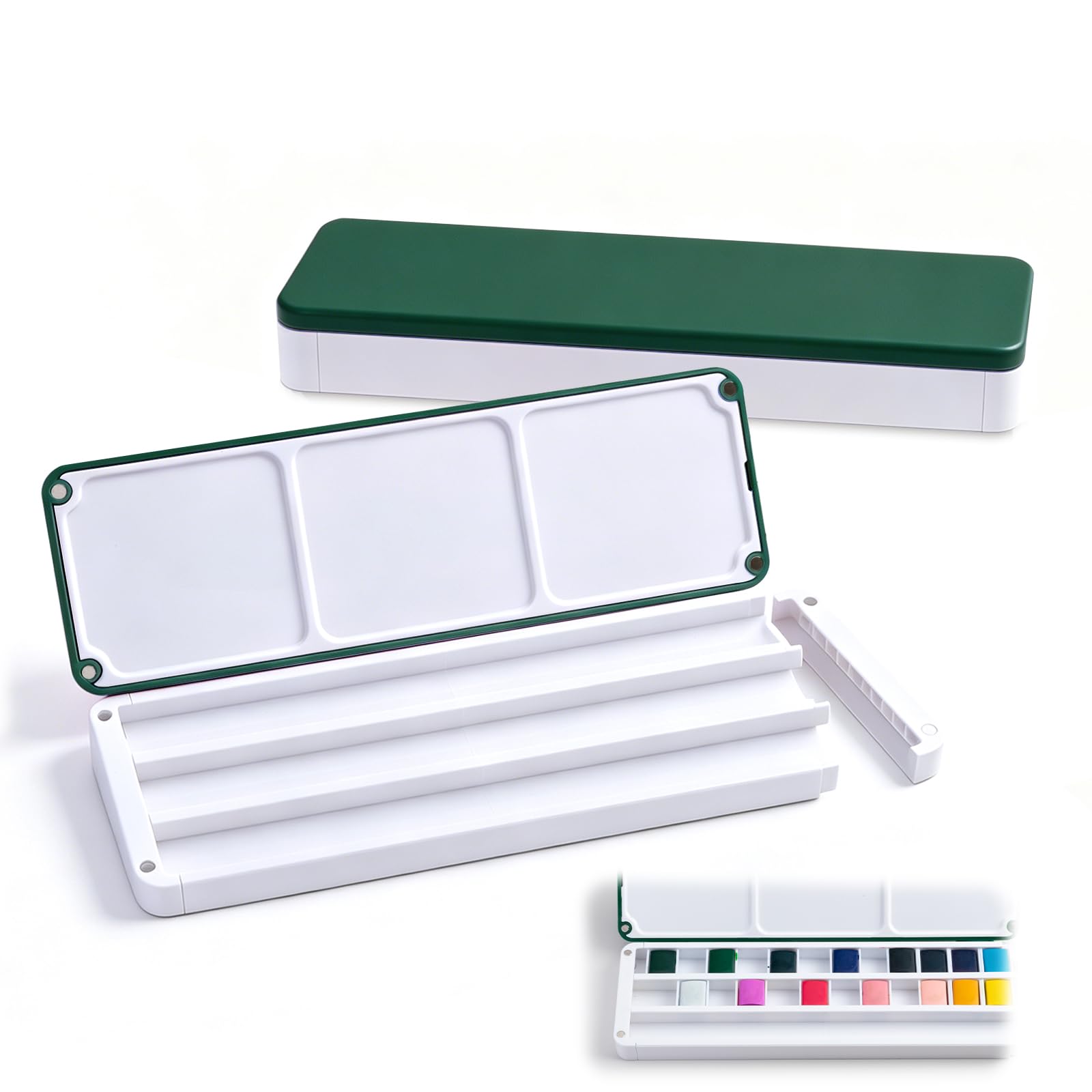 SEAMIART Magnetic Empty Watercolor Paint Palette Box with Lid
