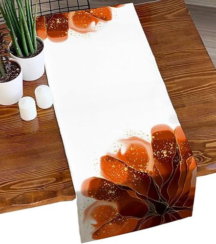 Camino de mesa floral de acuarela de 36 pulgadas corto, de lino de algodón, para cocina, comedor, mesa de café, decoración de tocador, camino de